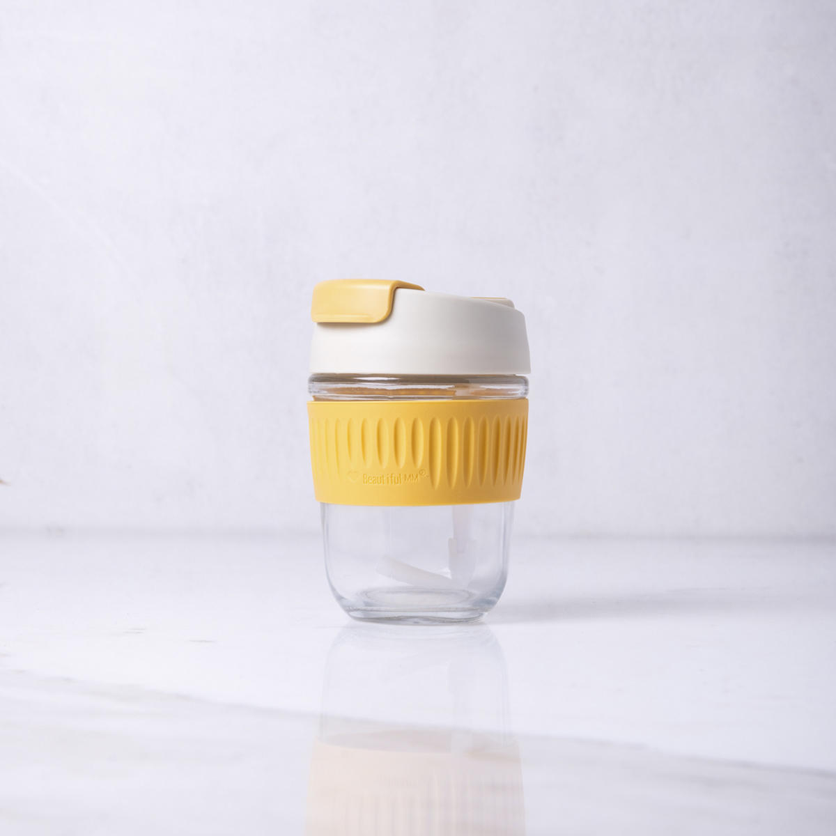 VASO VIDRIO & SILICONA YELLOW 350ML