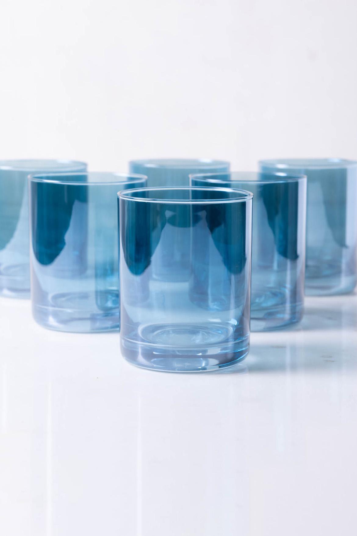 SET X 6 VASOS DE VIDRIO AZUL 10.3X8.3X8CM - 410ML