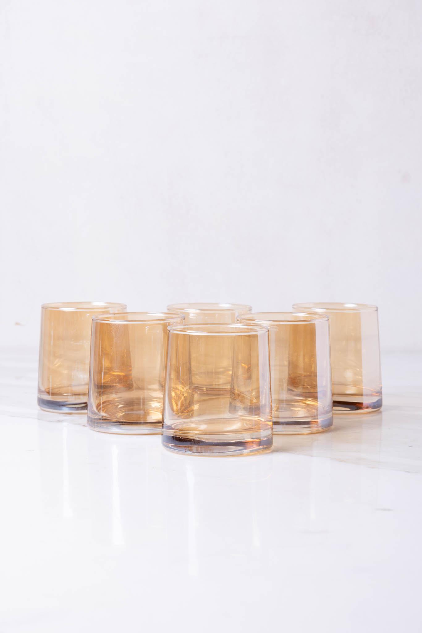 VASOS DE VIDRIO X 6 AMBAR