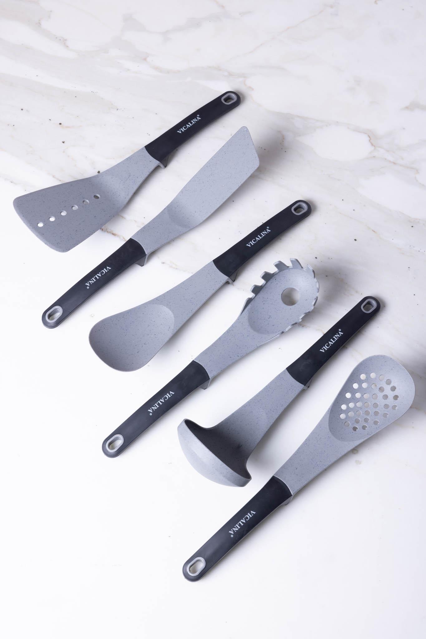 SET DE UTENSILIOS DE NYLON MANGO SILICONA BLACK