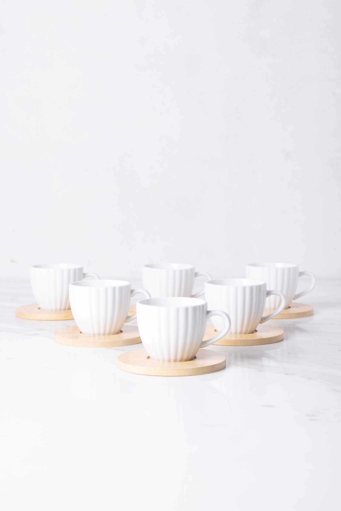 TAZA CON PLATO BAMBÚ LINES X 6