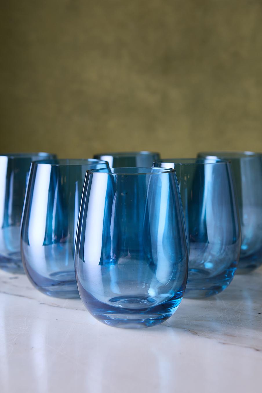 VASO BOMBE SHINING BLUE 410ML x 6