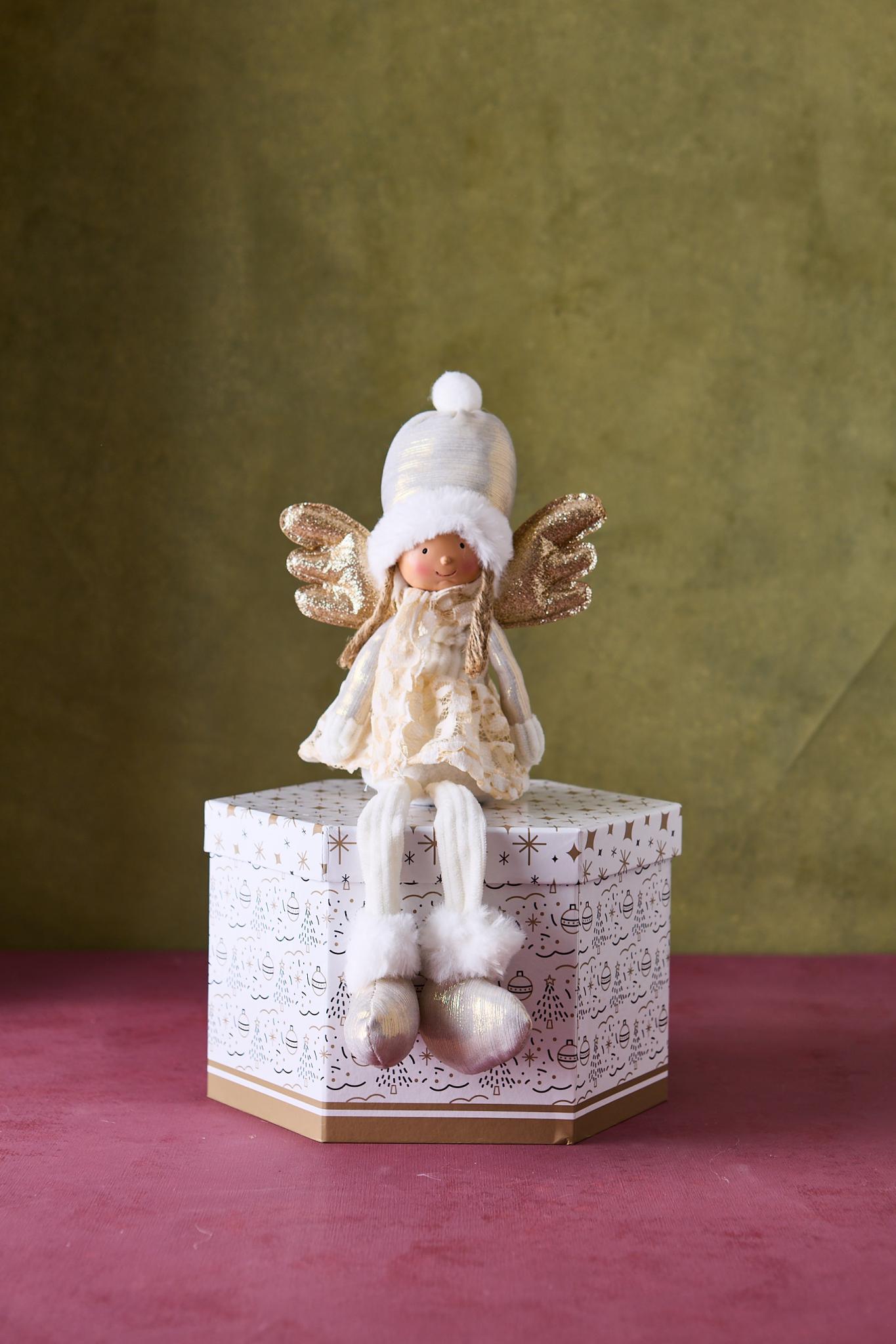 ADORNO DOLL WHITE & GOLD 40CM