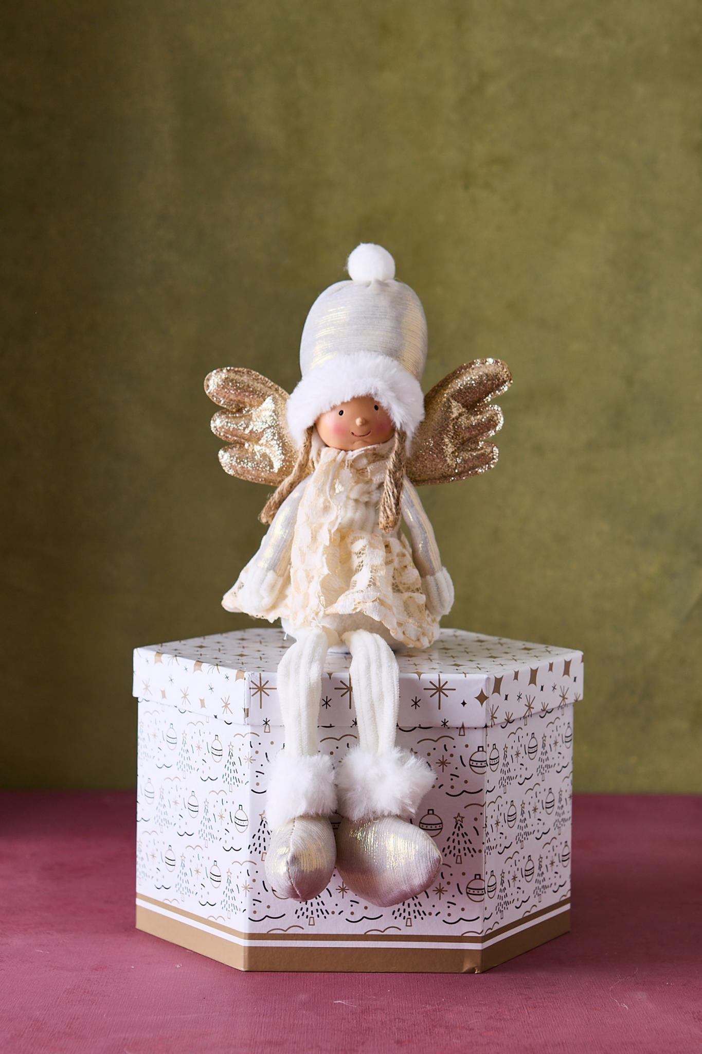 ADORNO DOLL WHITE & GOLD 55CM