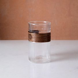 VASO VIDRIO CON GRIP DE MADERA 500 ML